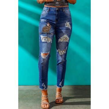 Blue Casual Leopard ...